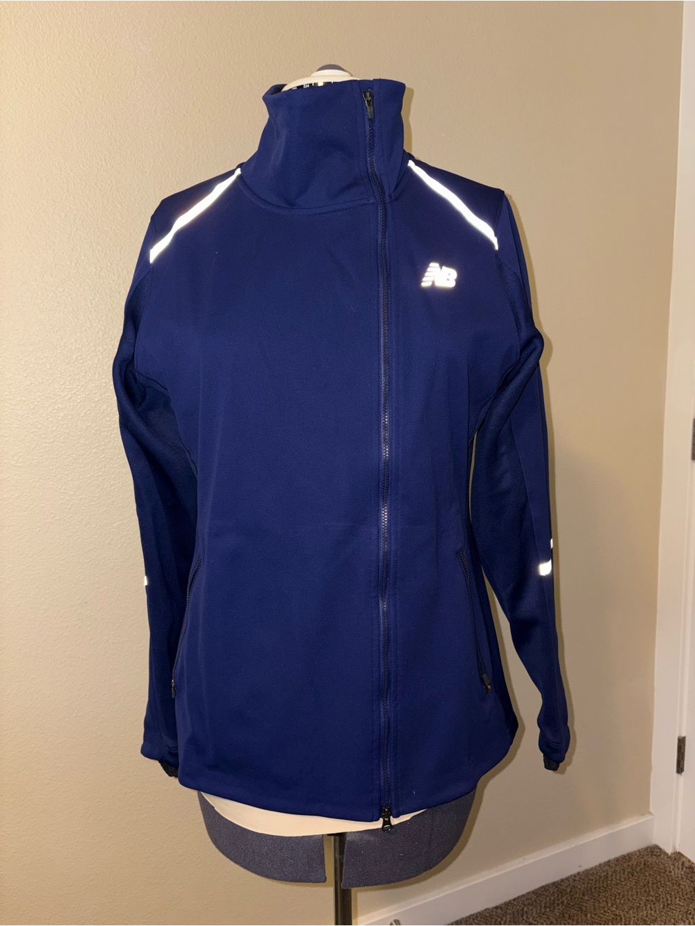 New Balance Women's Navy Full-Zip Reflective running Jacket